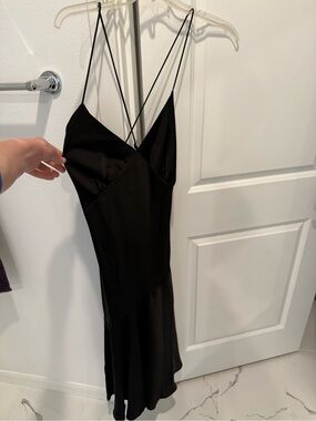 NWOT GAP Black Asymmetrical Slip Dress with Crisscross Straps